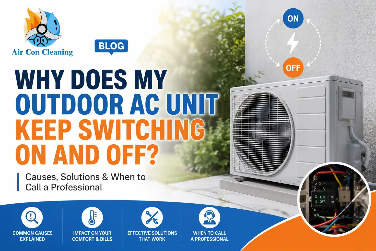 Outdoor AC unit repeatedly switching on and off due to short cycling