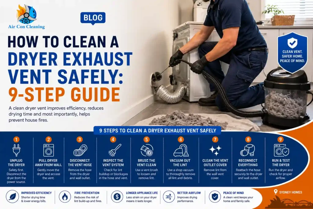 How to clean a dryer exhaust vent safely with professional vent cleaning equipment